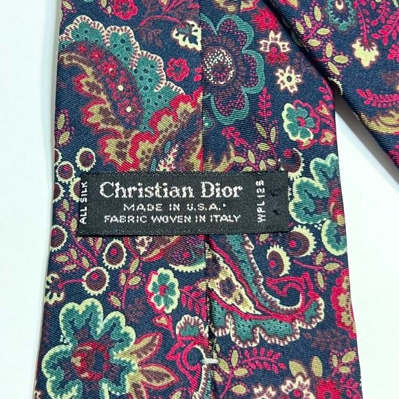 Vintage Christian Dior Navy Paisley Silk Tie - Picture 2 of 8